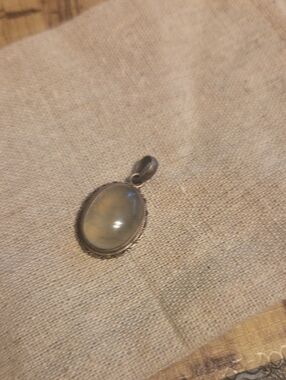 Sterling Silver Prehenite Oval Pendant